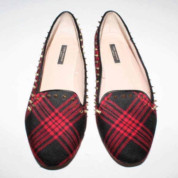 Zara Woman | Flats Tartan Spikes - Picture 2 of 8